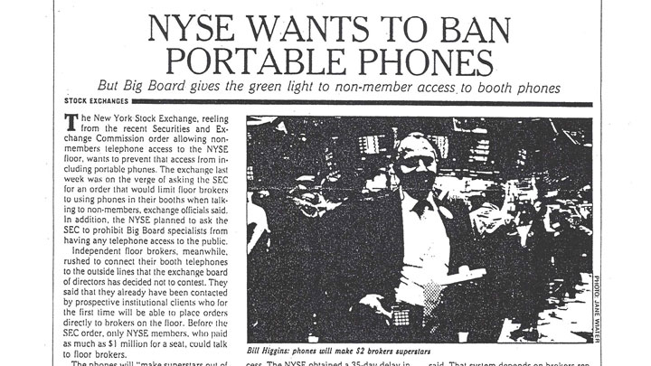 NYSE WANTS TO BAN PORTABLE PHONES