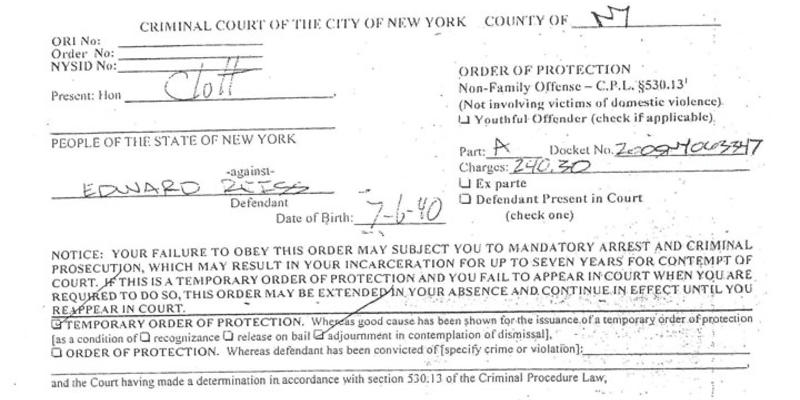 NYPD Criminal Order of Protection